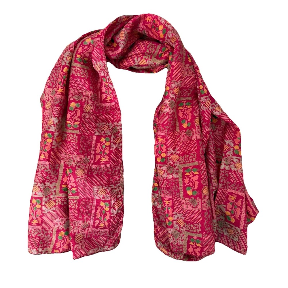 Silk Square Scarf Colorful Lightweight Quiet Luxury Travel Vacation Block Print